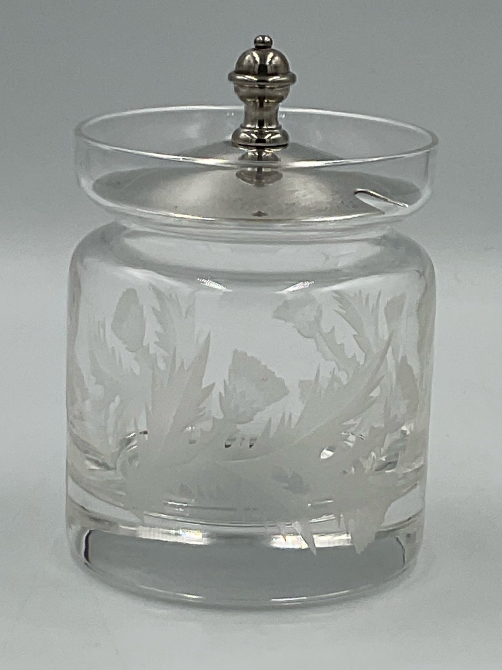 Vintage Stuart Strathearn Lead Crystal Jam/Preserve Jar with Silver-Plated Lid